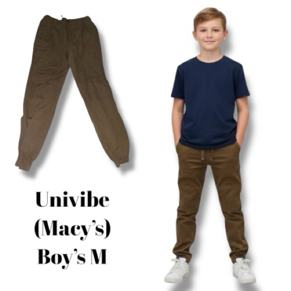 Univibe (Macy’s) Pants Brown Moto Knee Cinched Ankle Joggers Boy’s Size Medium 🍭